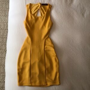 Yellow Backless Mini Dress